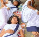 Schoolgirls being treated at a hospital