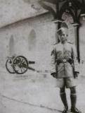 Vintage photograph of the cannon in front of the heritage Quarter Guard Building