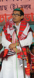 Gaurav Gogoi  at an election campaining rally at Bahkhola
