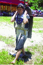 A woman dressed in  traditional attire