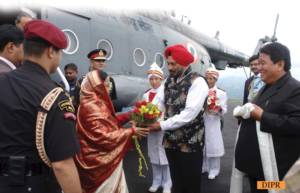 Governor J. J Singh along with CM Dorjee Khandu welcoming the President